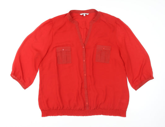 Womens UK Size 22 Debenhams Red Basic Blouse