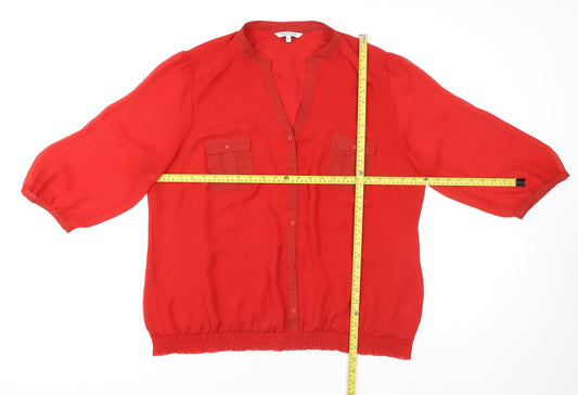 Womens UK Size 22 Debenhams Red Basic Blouse
