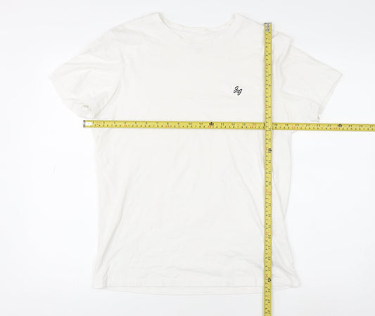 Jack & Jones Mens White Cotton Basic T-Shirt Size M Short Sleeve