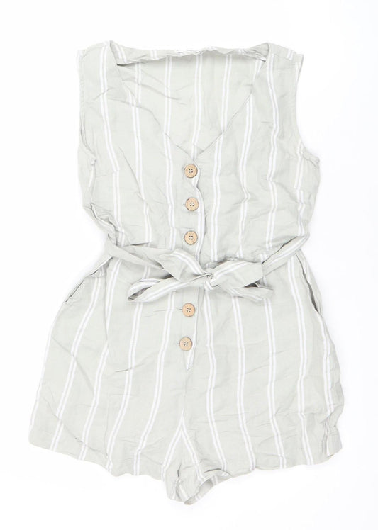 Womens UK Size XS Mango One-Piece Beige Playsuit