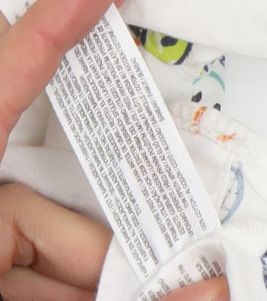 Primark Boys White Space Print Button-Up Short Sleeve Shirt 4-5 Years