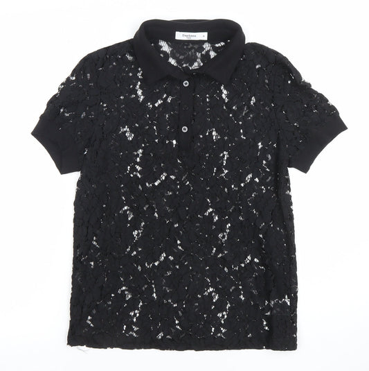 Womens UK Size S Daphnea Black Lace Polo