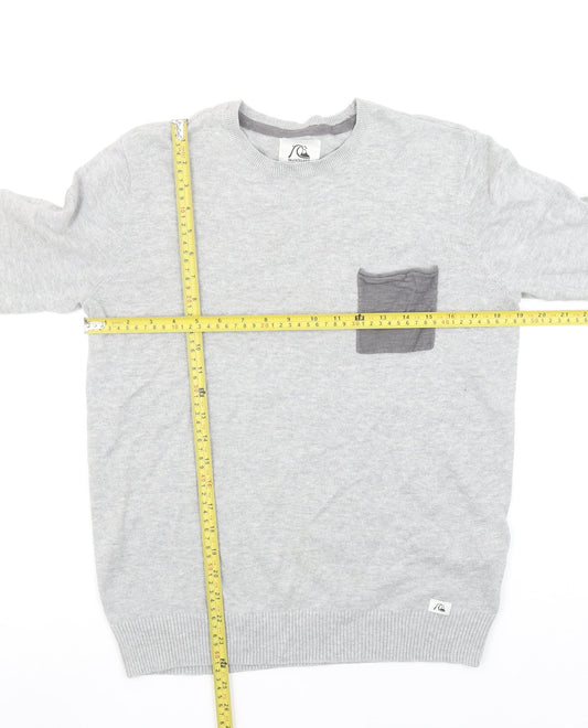 Quiksilver Mens Grey XS Crew Neck Cotton Pullover Jumper