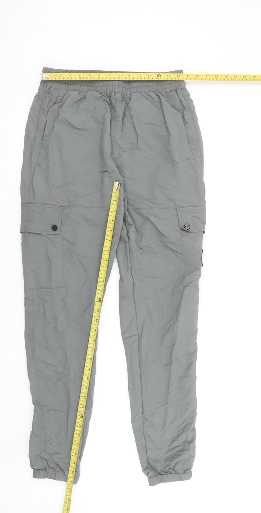 Avant Garde Paris Men Grey Cargo Trousers Size M Lightweight Nylon