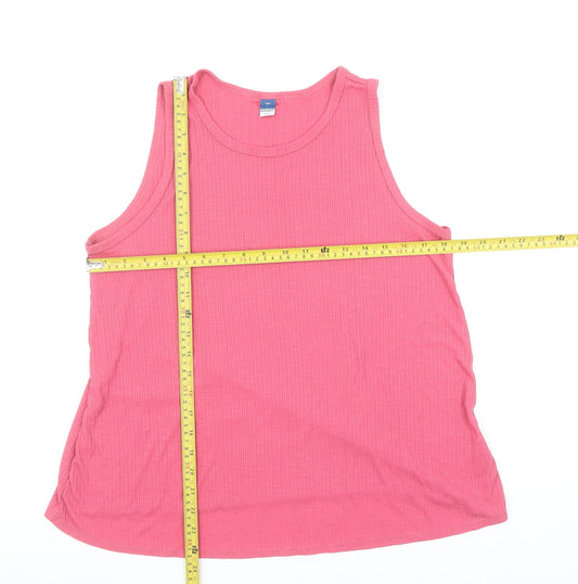 Old Navy Women Pink Ribbed Jersey Tank Top Size M