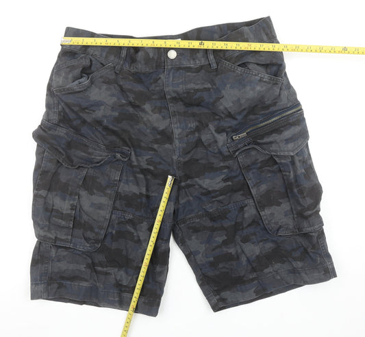 Firetrap Men's Blue Camouflage 2XL Cargo Shorts with Pockets