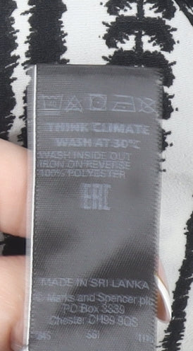 Marks and Spencer Women’s Black Striped Shirt Dress Size 18 Belted Long Sleeve