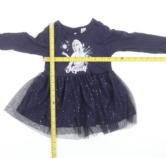 H&M Girls Blue Frozen Elsa Tutu Dress 18-24 Months Long Sleeve Party Outfit