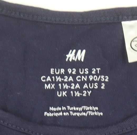 H&M Girls Blue Frozen Elsa Tutu Dress 18-24 Months Long Sleeve Party Outfit