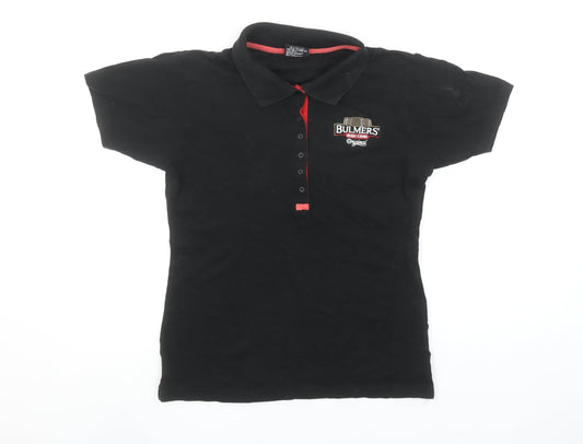 Womens UK Size M Bulmers Black Basic Polo