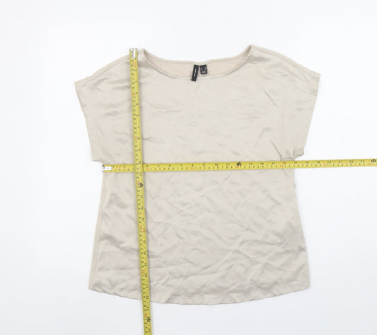 Womens UK Size XS VERO MODA Beige Basic T-Shirt