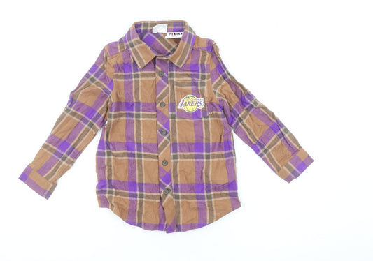Boys UK Size 5 Years Cotton On Kids Brown Basic Button-Up