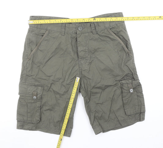 Avenue Men’s Green Cargo Shorts 34in Regular Fit Cotton