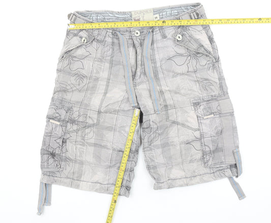 Dunnes Men's Grey Cargo Shorts Size 34 Regular Fit Cotton
