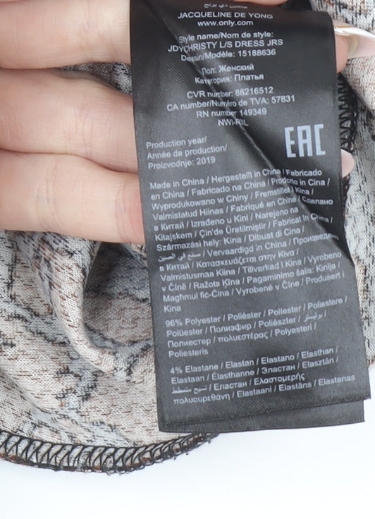 Jacqueline de Yong Women’s Brown Animal Print Bodycon Knit Dress M