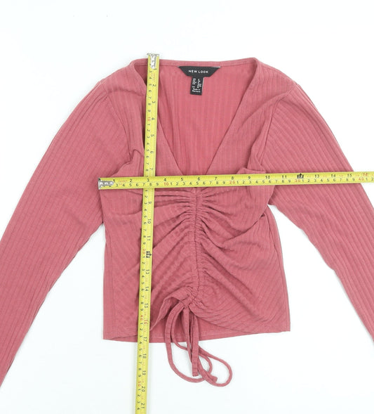 Womens UK Size 8 New Look Pink Cropped T-Shirt