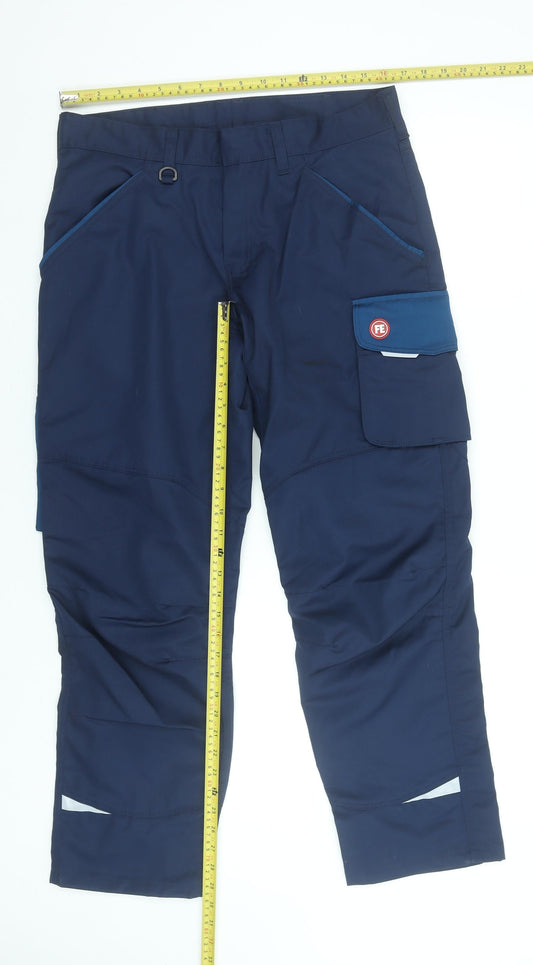 Engel Men's Blue Cargo Trousers S34.5 Polyester Cotton Workwear