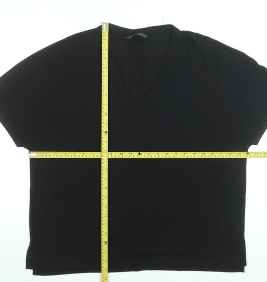 Womens UK Size L Dunnes Stores Black Basic T-Shirt