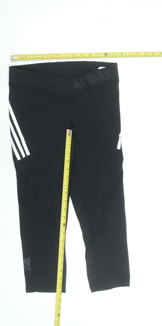 Adidas Womens Black Alphaskin Capri Leggings Size M 12-14 Climachill