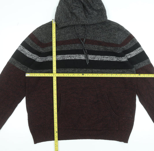 Urban Pipeline Men's Multicoloured 2XL Striped Knit Pullover Hoodie