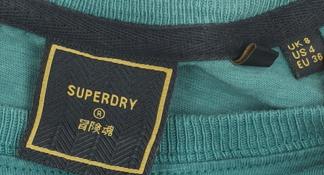 Womens UK Size 8 Superdry Green Basic T-Shirt
