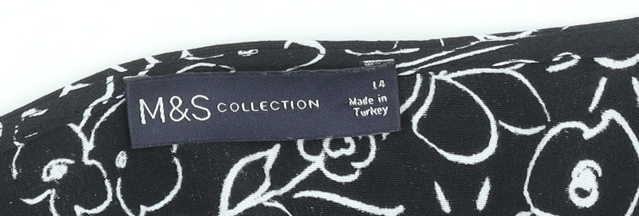 Marks and Spencer Women’s Black Floral Shift Dress Size 14 Long Sleeve