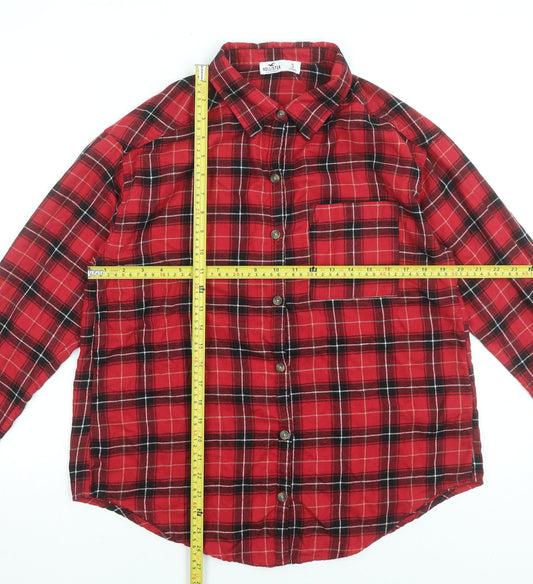 Womens UK Size S Hollister Red Basic Button-Up