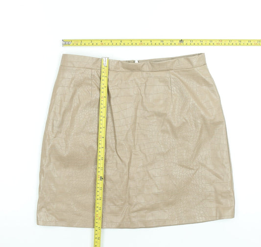 Womens UK Size 12 River Island Straight & Pencil Faux Leather Skirt