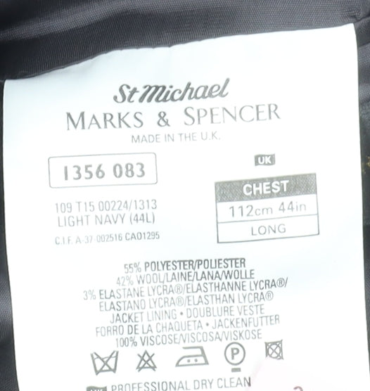 Mens UK Size 44L Marks and Spencer Regular Blue Suit Jacket