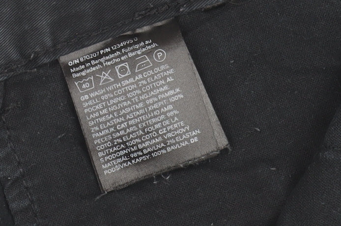 H&M Men's Black Slim Fit Chino Trousers 30/32 Casual Cotton Stretch