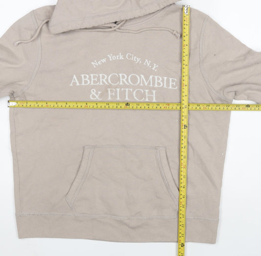 Abercrombie & Fitch Men's Beige Hoodie Large Pullover Soft Fleece