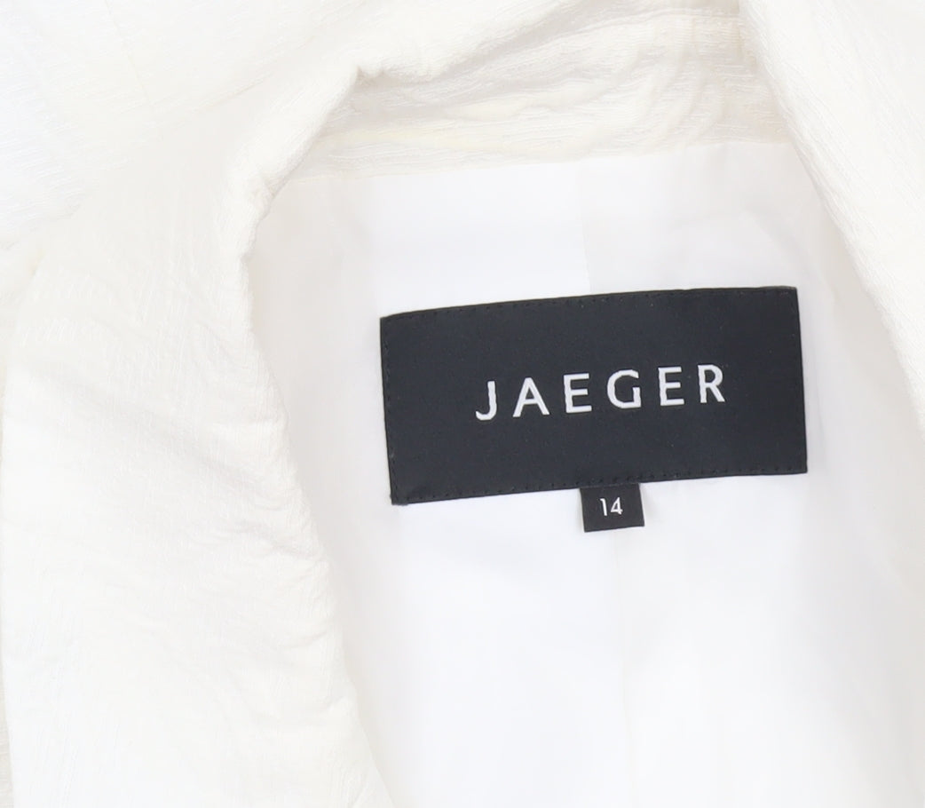 Jaeger Women Ivory Cotton Blend Single-Breasted Blazer Size 14