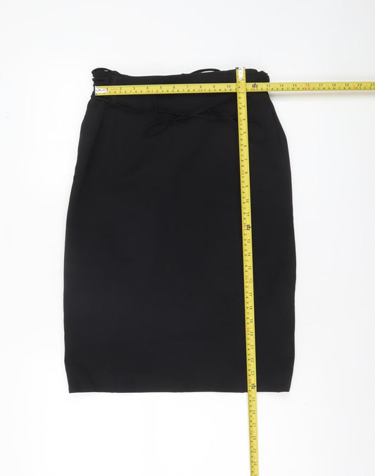 Mango Women's Black Size 12 Midi Pencil Skirt Stretch Workwear