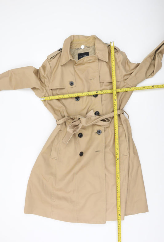 Hobbs Women Beige Trench Coat Belted Mid-Length Size 14