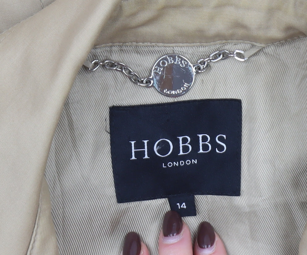 Hobbs Women Beige Trench Coat Belted Mid-Length Size 14