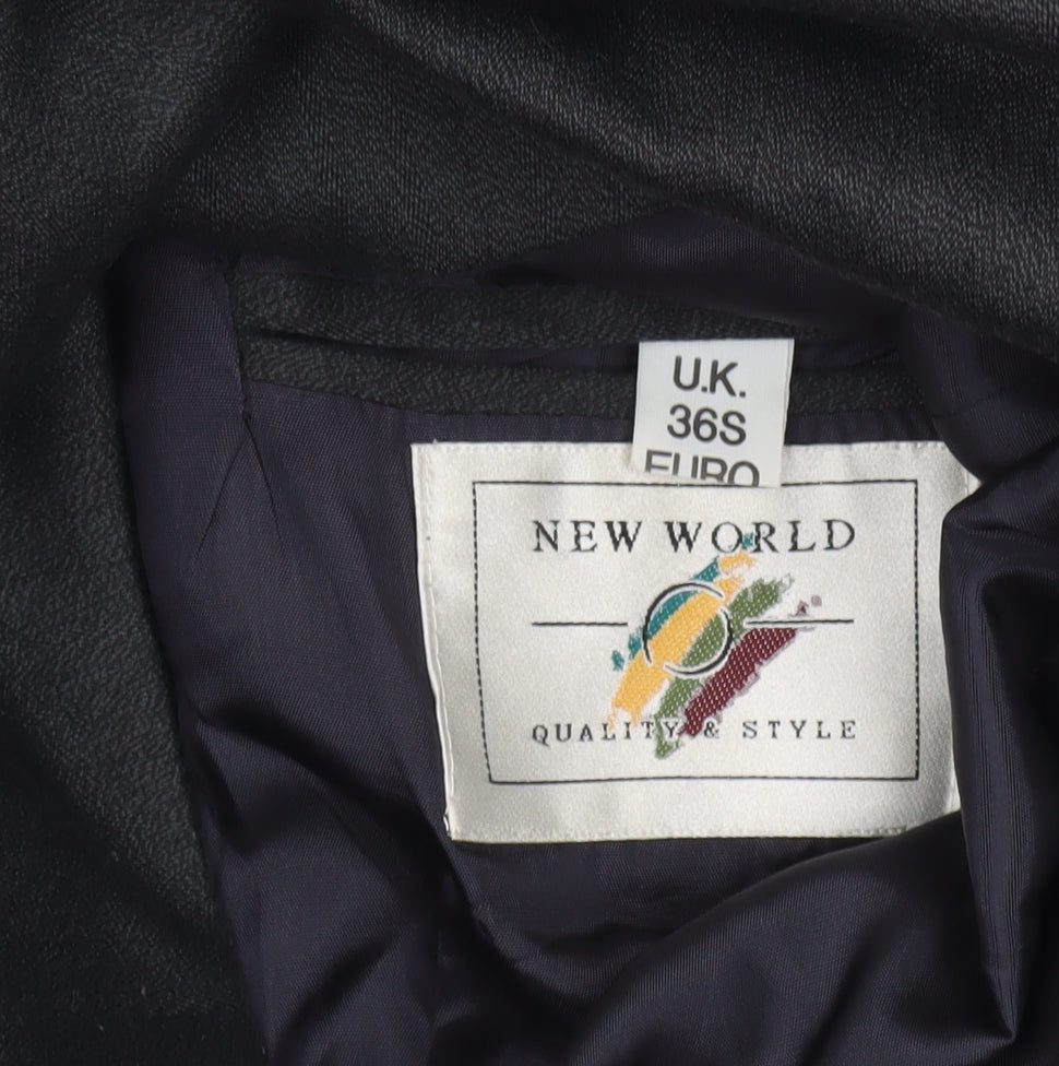 New World Men’s Black Wool Blend Double-Breasted Blazer 36S Peak Lapel