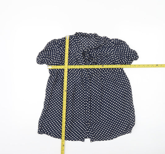 French Connection Women's Blue Polka Dot Viscose Tunic Blouse Size 10