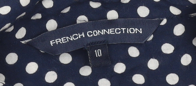 French Connection Women's Blue Polka Dot Viscose Tunic Blouse Size 10