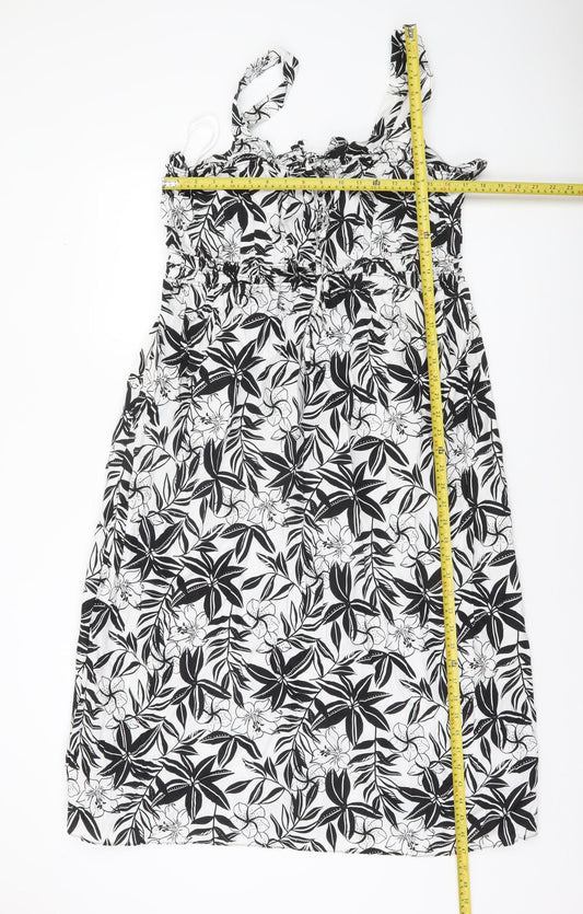 Primark Women’s Black Floral Cotton Smocked Sundress Size 18