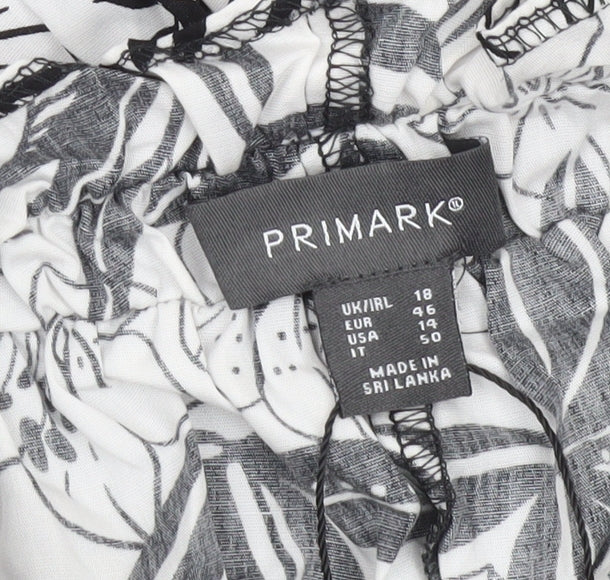 Primark Women’s Black Floral Cotton Smocked Sundress Size 18