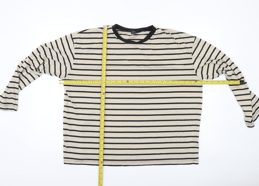 Boohoo Women’s Beige Striped Ringer Long Sleeve T-Shirt Size 10