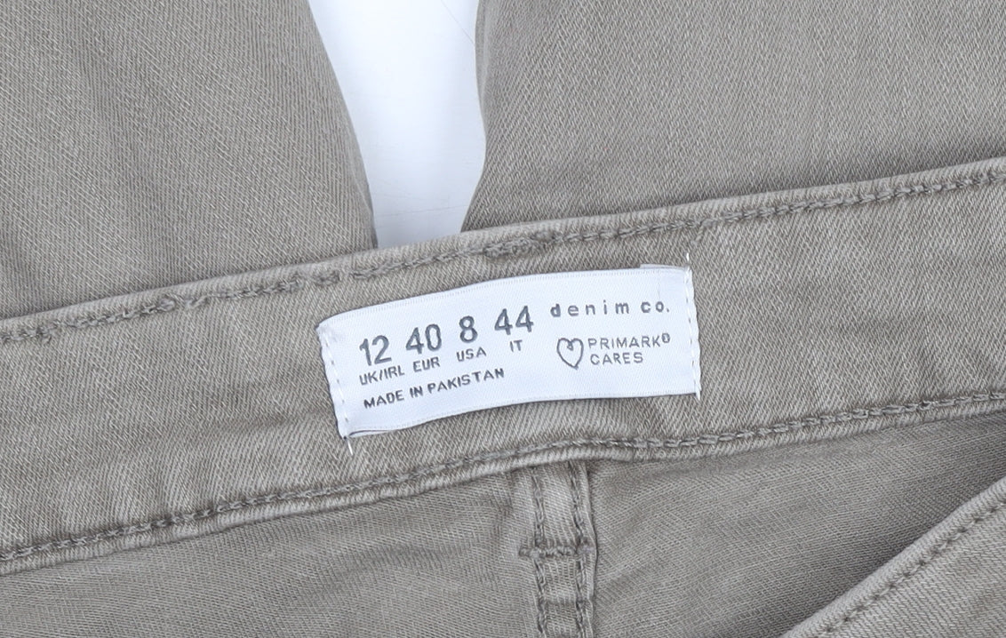 Primark Women Beige Cargo Jeans Size 12 Slim Fit Denim Co Ankle Zip