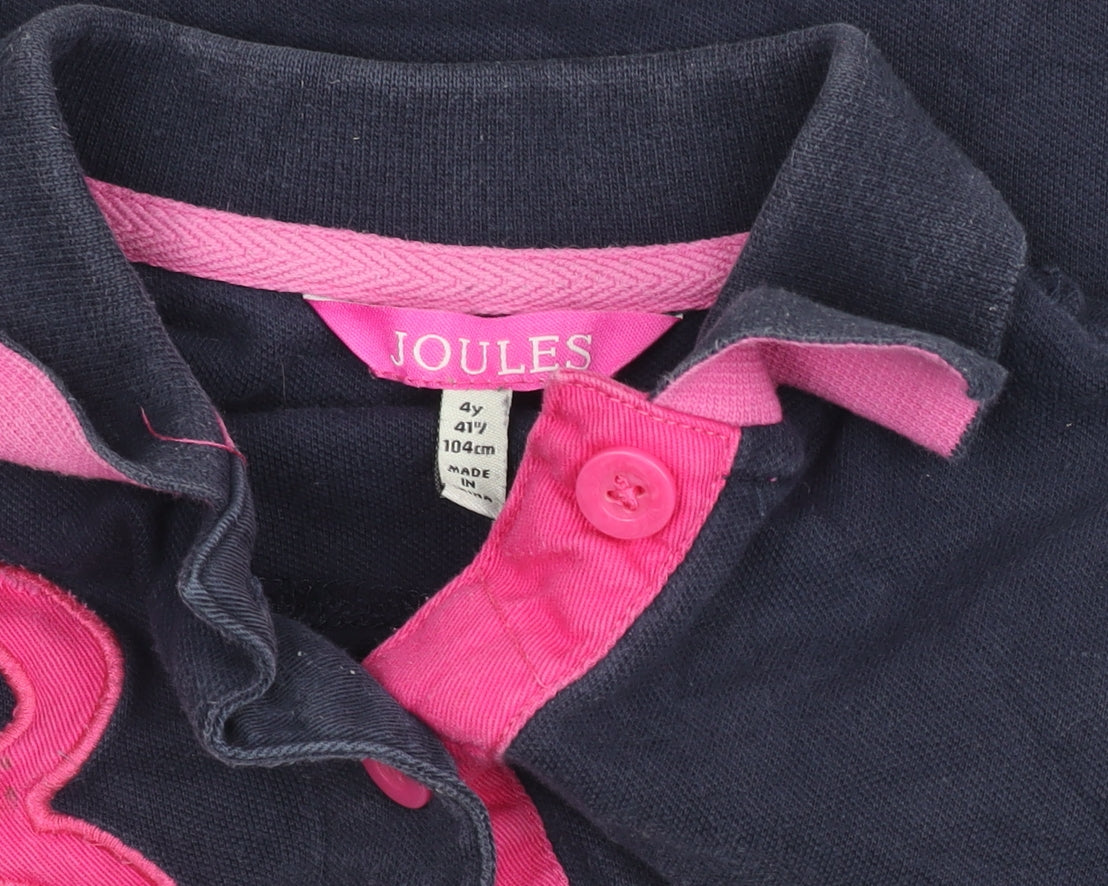 Girls UK Size 4 Years Joules Blue Basic Polo