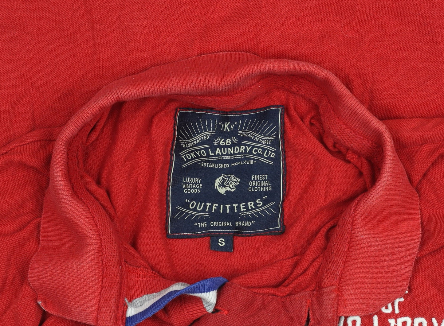 Tokyo Laundry Men's Red Short Sleeve Cotton Polo T-Shirt Size S