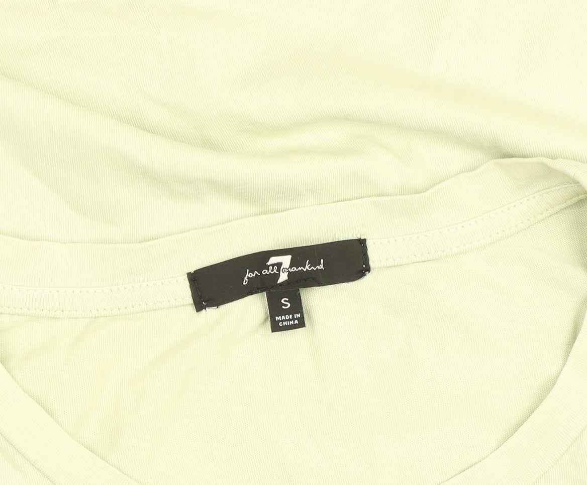 Womens UK Size S 7 For All Mankind Green Basic T-Shirt
