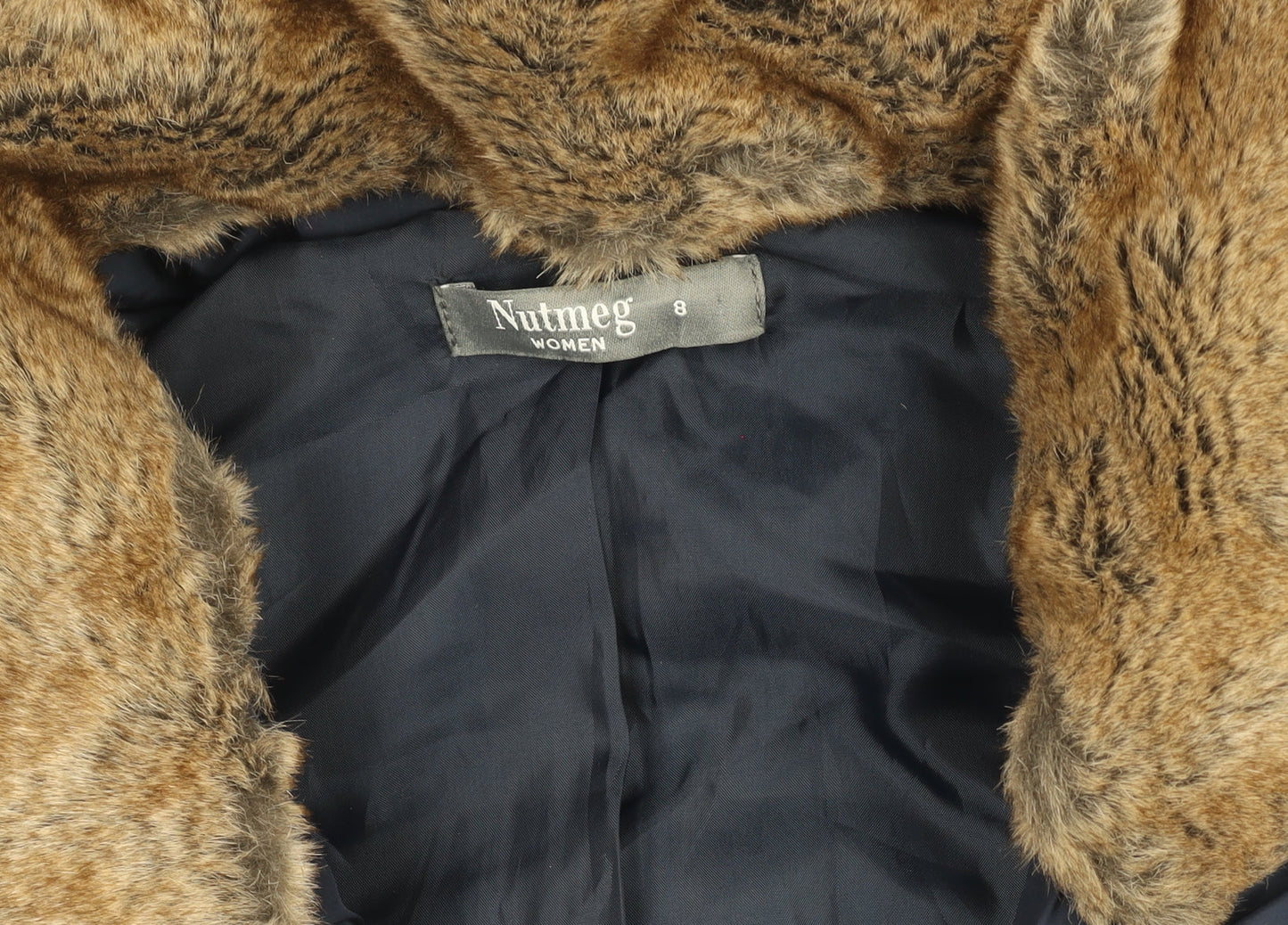 Nutmeg Women Blue Puffer Faux Fur Lined Waistcoat Size 8