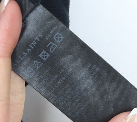 AllSaints Men’s Black Slim Fit Polo Shirt Medium Cotton Logo