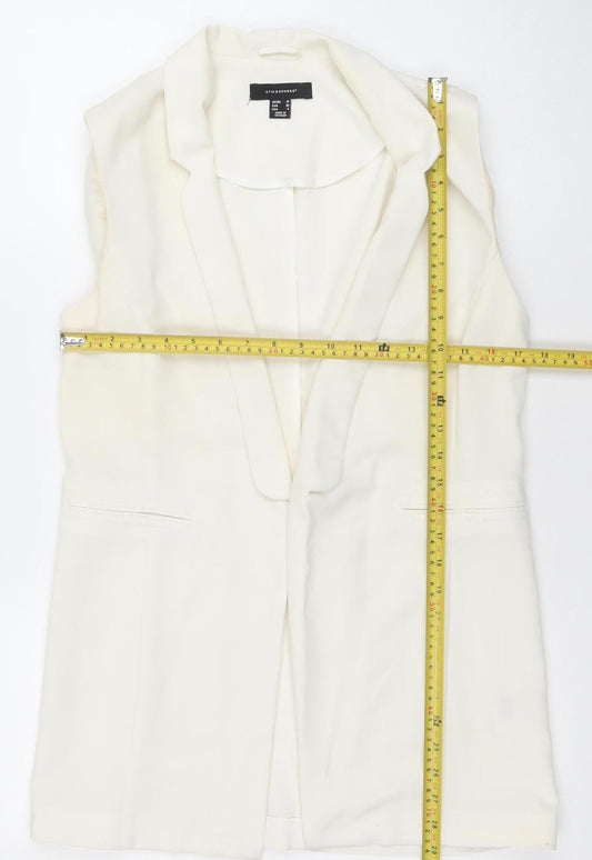 Atmosphere Women's Ivory Size 10 Sleeveless Shawl Lapel Waistcoat