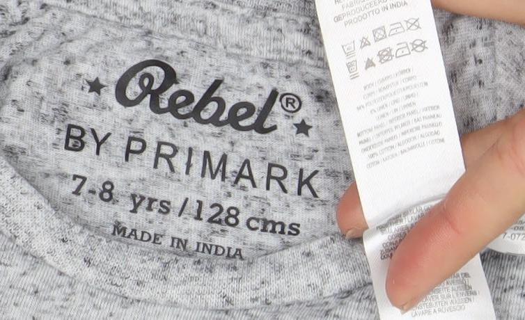 Boys UK Size 7-8 Years Primark Grey Basic T-Shirt