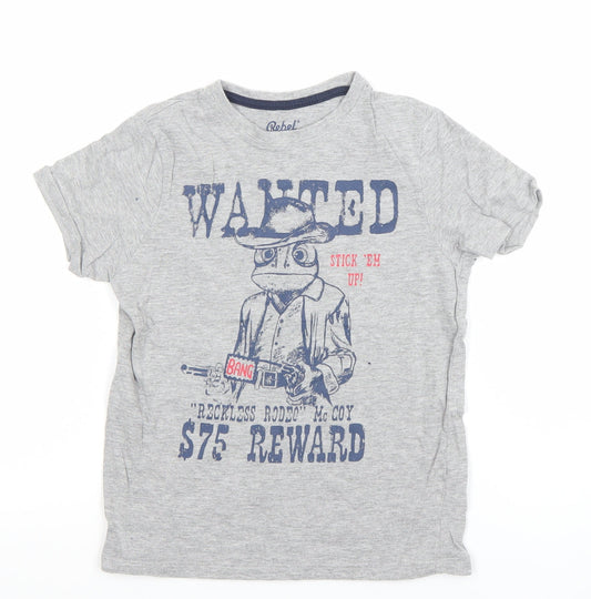 Boys UK Size 6-7 Years Rebel by Primark Grey Basic T-Shirt